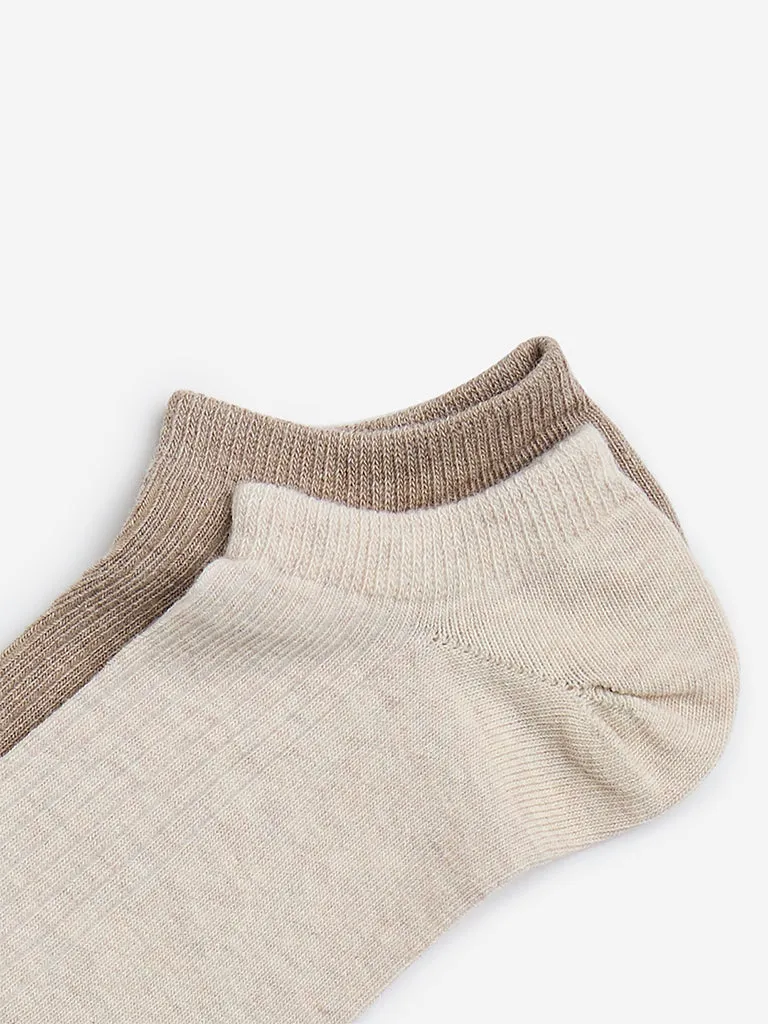 Superstar Beige Cotton-Blend Trainer Socks - Pack of 2