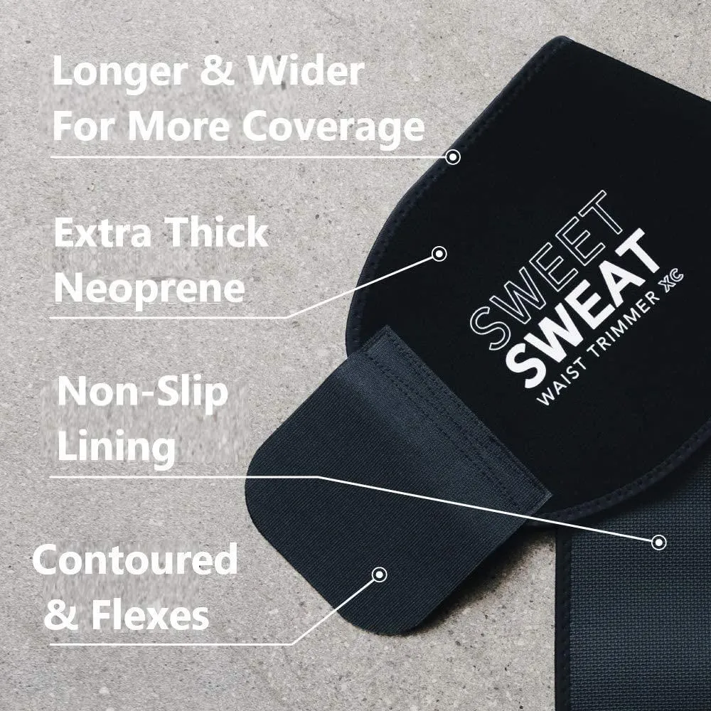 Sweet Sweat Waist Trimmer &#039;Xtra Coverage&#039; Belt - Premium Waist Trainer with more Torso Coverage for a Better Sweat!