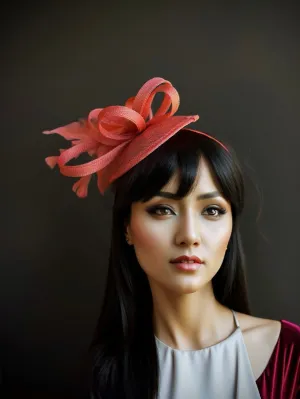 Tea Party Fascinator Hat - Coral Pink