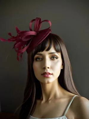 Tea Party Fascinator - Wine Red