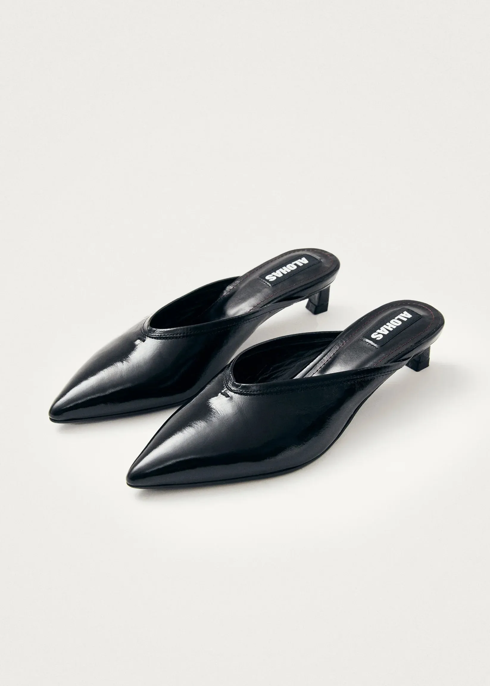 Tessa Onix Black Leather Mules