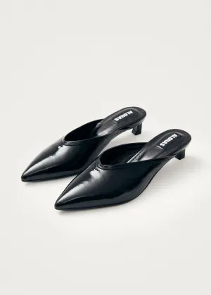 Tessa Onix Black Leather Mules
