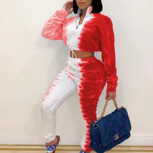 Tie Dye Turtleneck Long Sleeve Top & Pants Set
