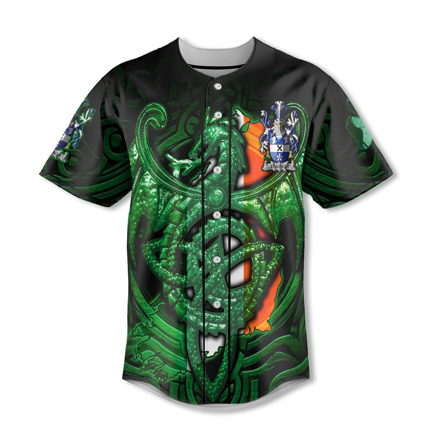 Traynor or Trainer Baseball Jerseys The Green Dragon Of Ireland Style