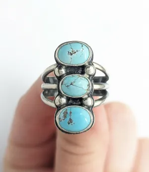 Triple Turquoise Ring In Size 8