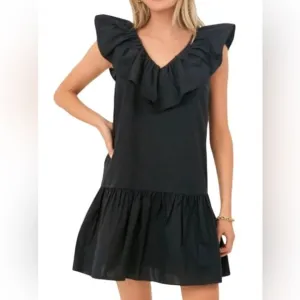 Tuckernuck Hyacinth House Mini Jo Black Ruffle Sleeveless Dress Sz M EUC