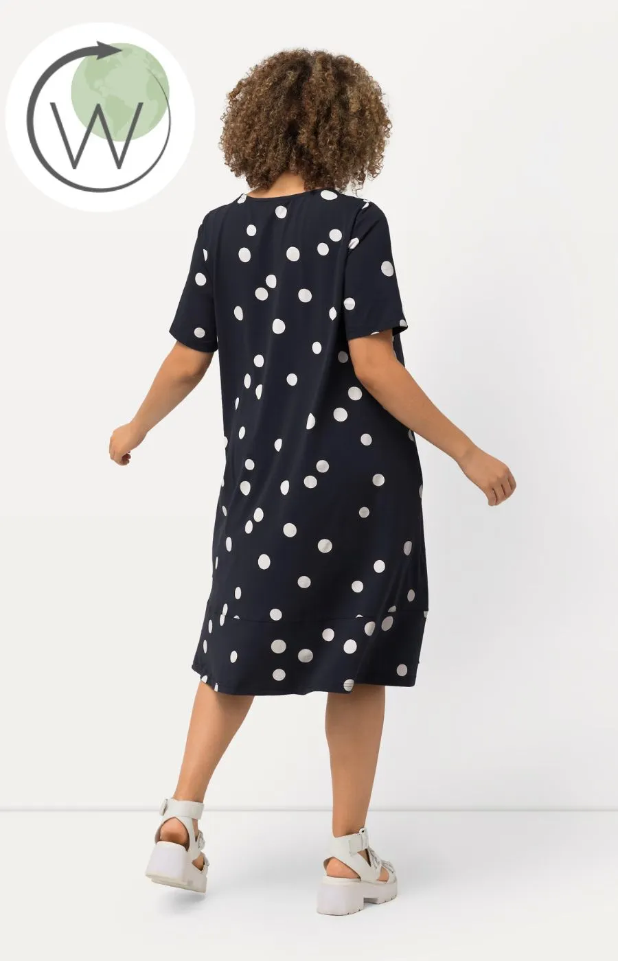 Ulla Popken Polka Dot Dress in Navy