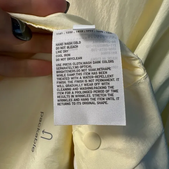 Uniqlo U packable yellow over sized hooded rain poncho.