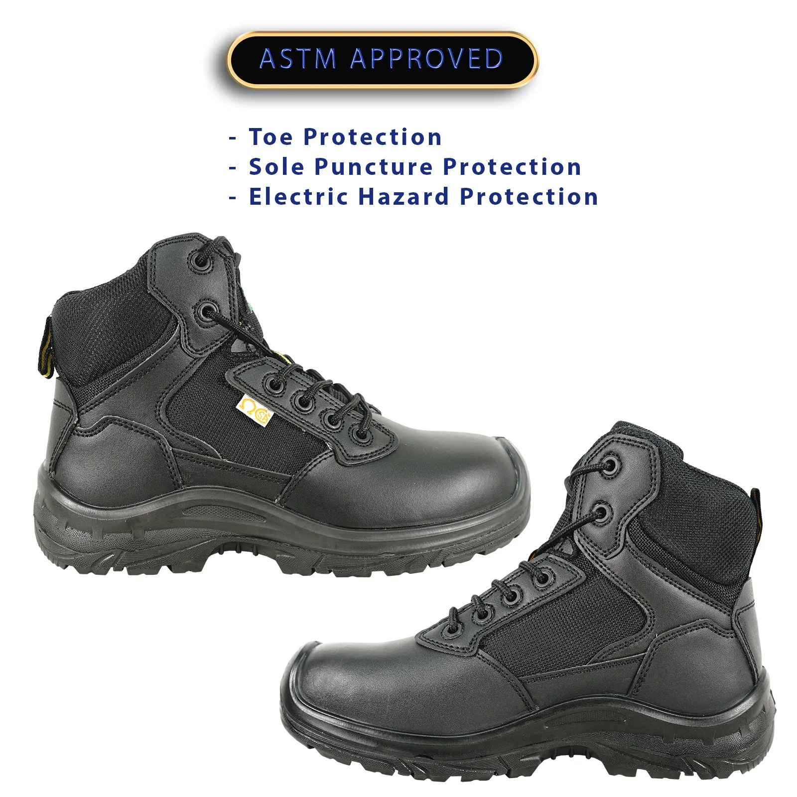 VANGELO Men Work Safety Boot ETHAN-3 CSA Certified Steel Toe Protection Black