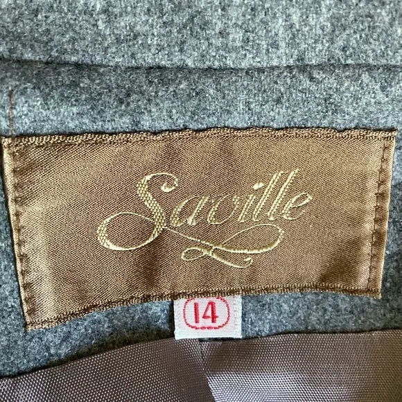 Vintage Gray Saville Wool Blend Button Size 14 Blazer Winter  Office Plus Size