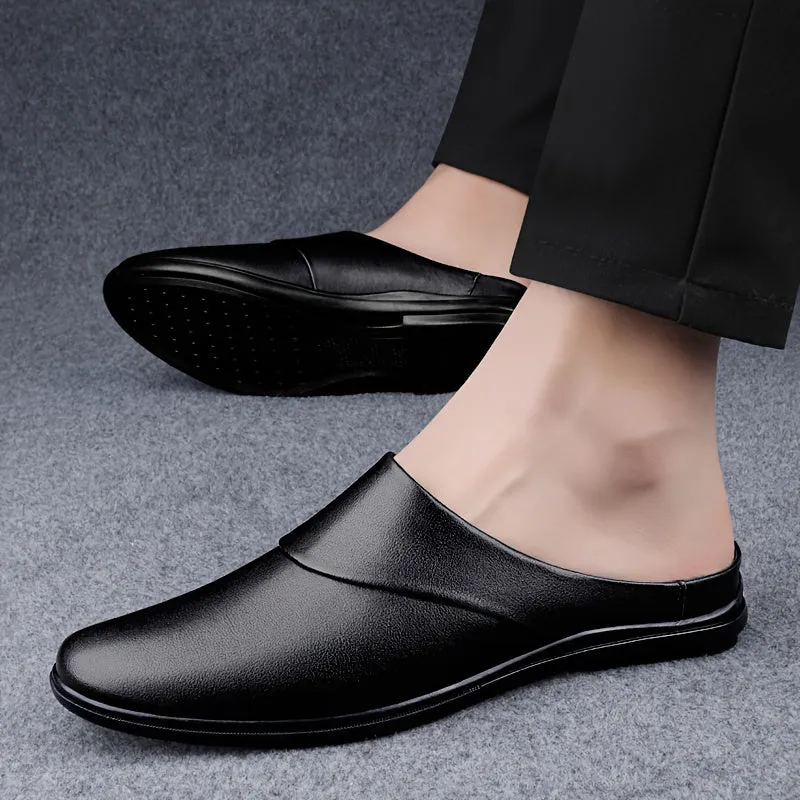 Vintage Leather Mules- Black