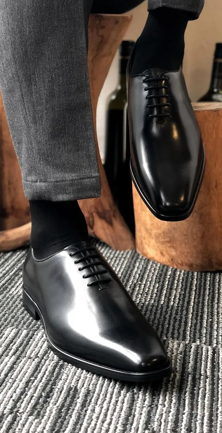 Washington Oxford Leather Business Shoes original Cow Leather in Black