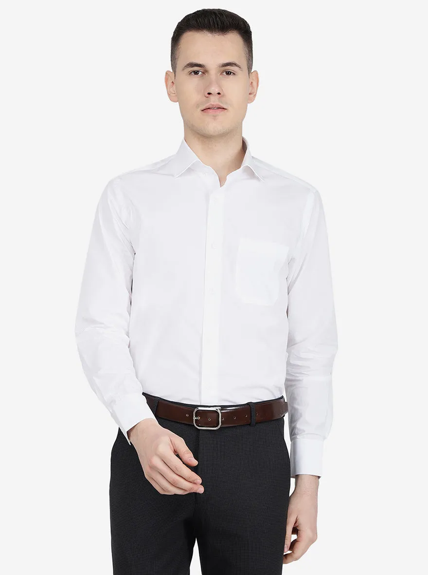 White Solid Slim Fit Formal Shirt | Metal