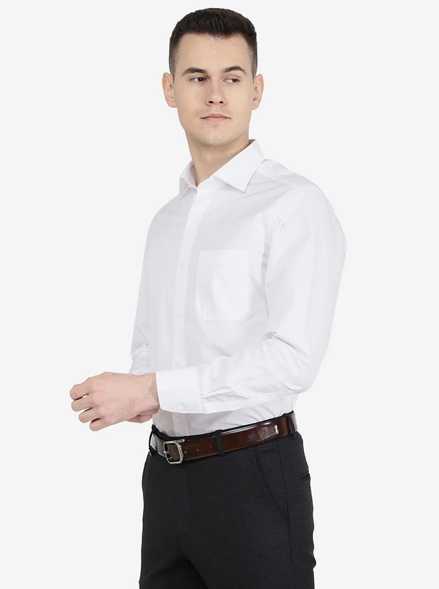 White Solid Slim Fit Formal Shirt | Metal