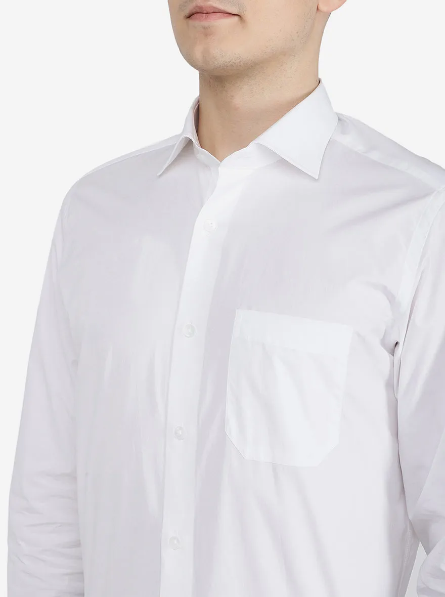 White Solid Slim Fit Formal Shirt | Metal