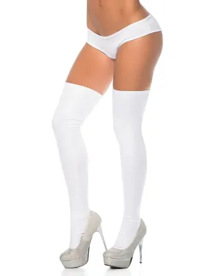 White Wetlook Stockings - One Size