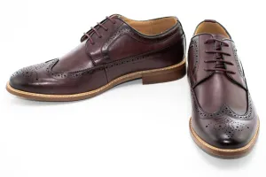 Wine Wingtip Lace-Up Derby Dress Shoes