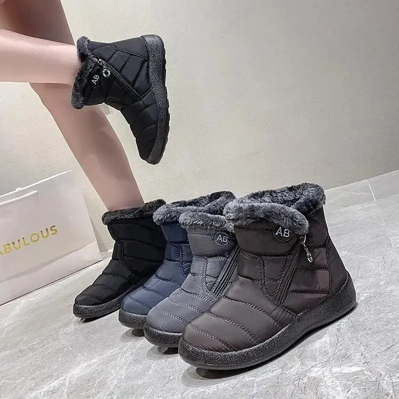 Winter Waterproof Womens Boots Elegant Cotton Fabric Soft Comfortable Warm Design For Women