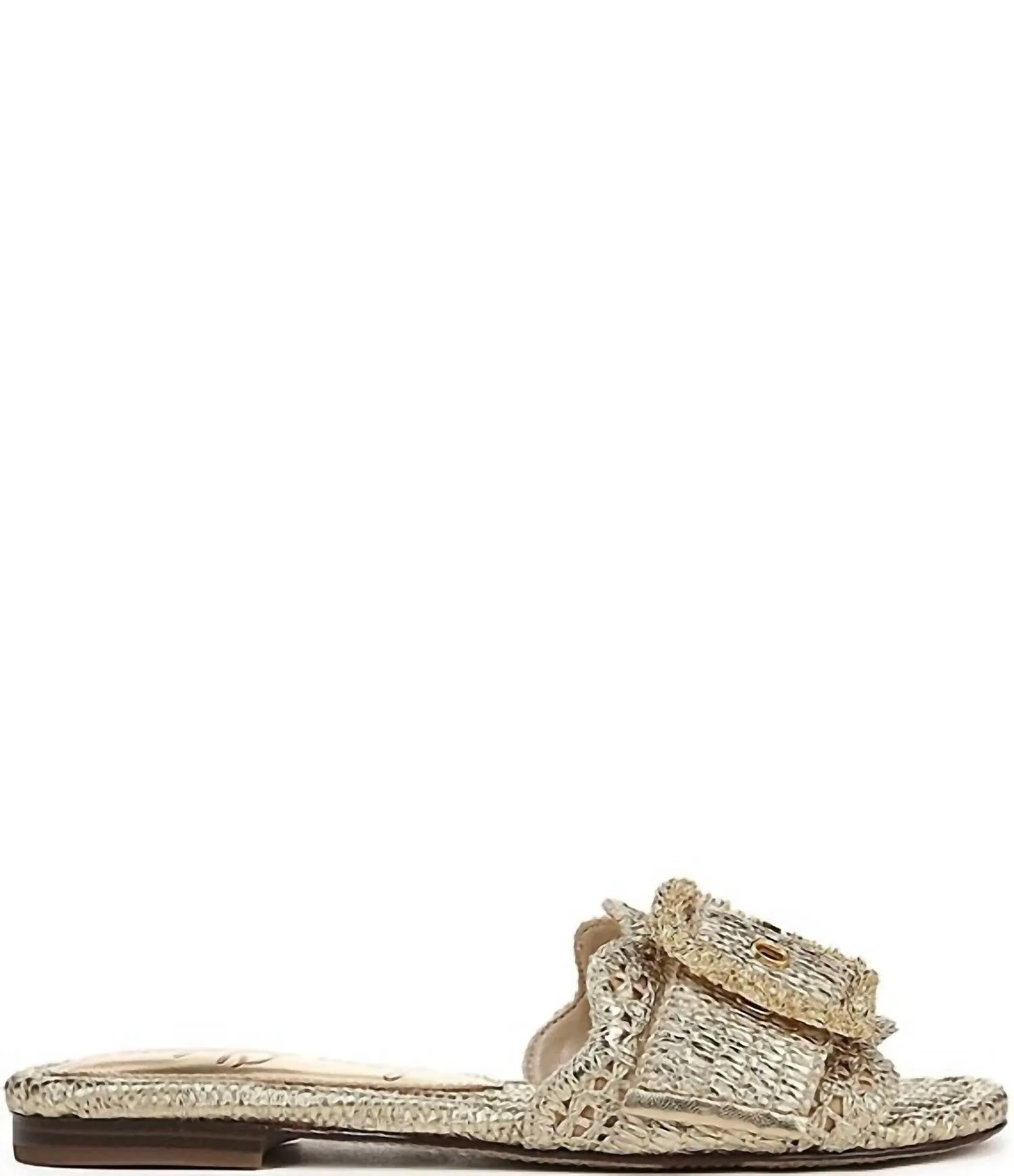 Women's Bambi Slide Sandal In Amber Gold Raffia