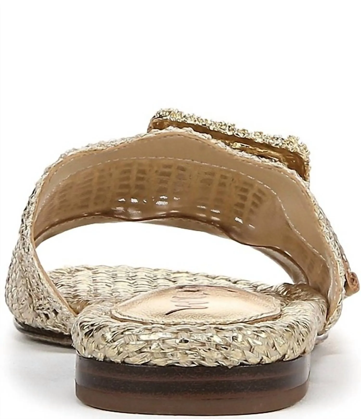 Women's Bambi Slide Sandal In Amber Gold Raffia