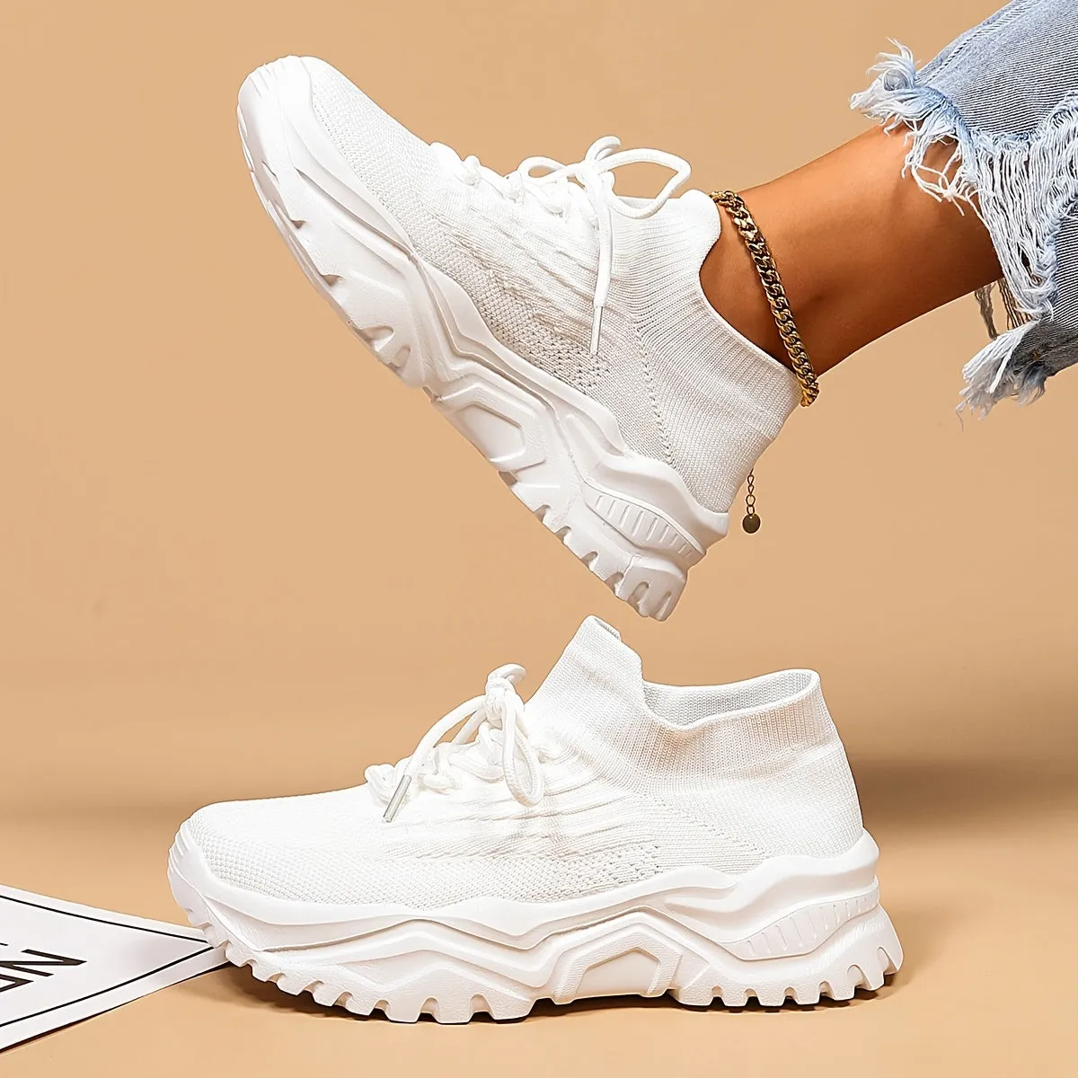 Women's Chunky Mesh Trainer Sneaker with Lace | Perfect for All Seasons