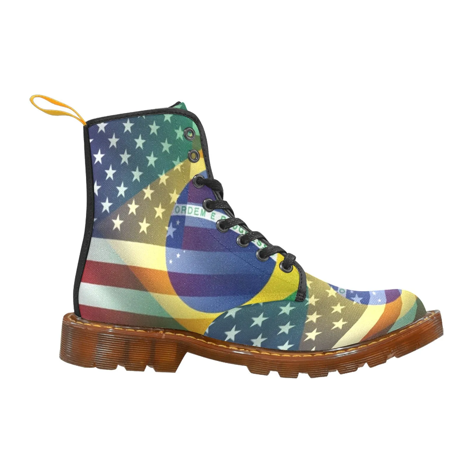Women's Madison Ave American Brazilian Flag Canvas High Quality Boots