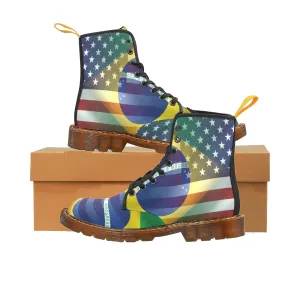 Women's Madison Ave American Brazilian Flag Canvas High Quality Boots
