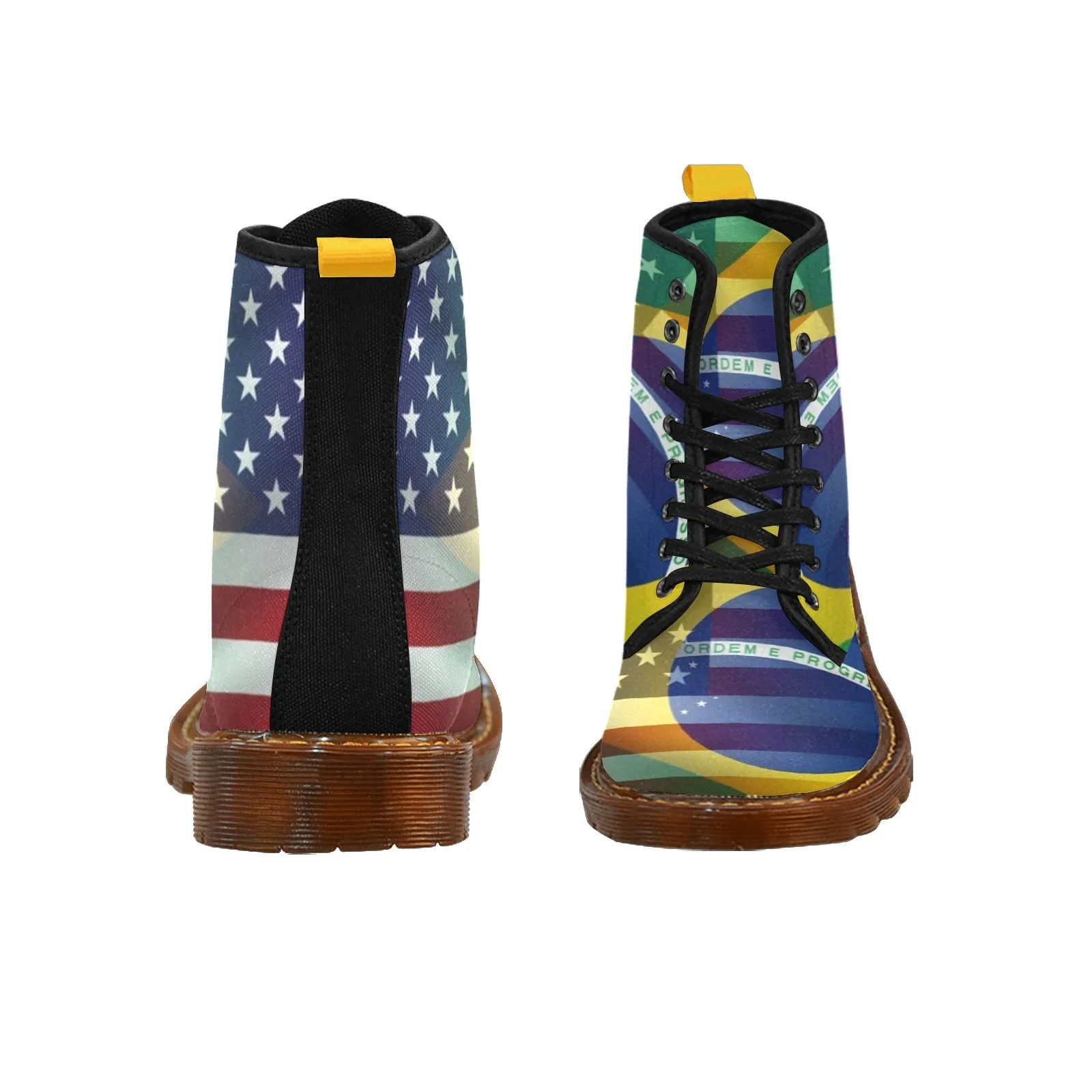 Women's Madison Ave American Brazilian Flag Canvas High Quality Boots