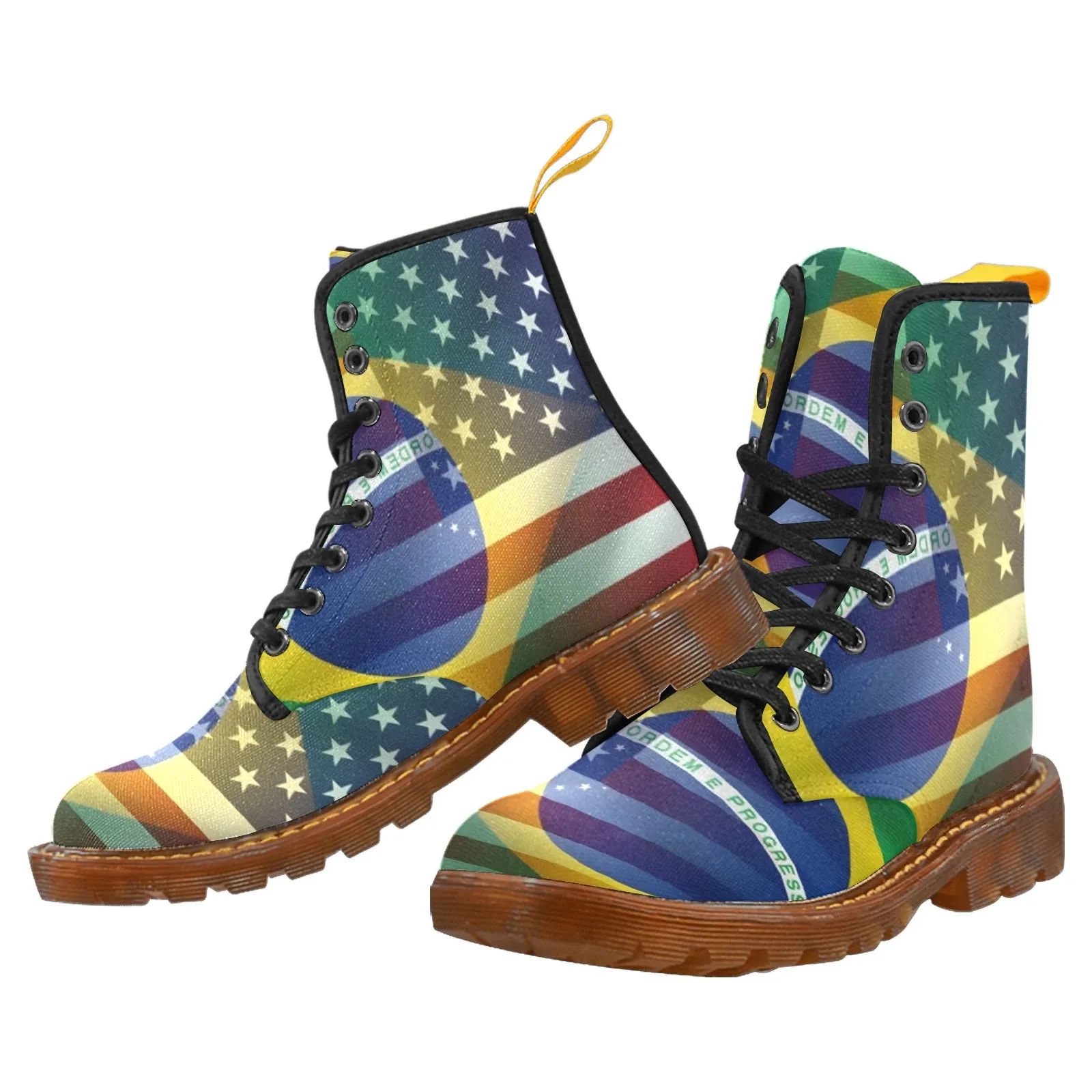 Women's Madison Ave American Brazilian Flag Canvas High Quality Boots