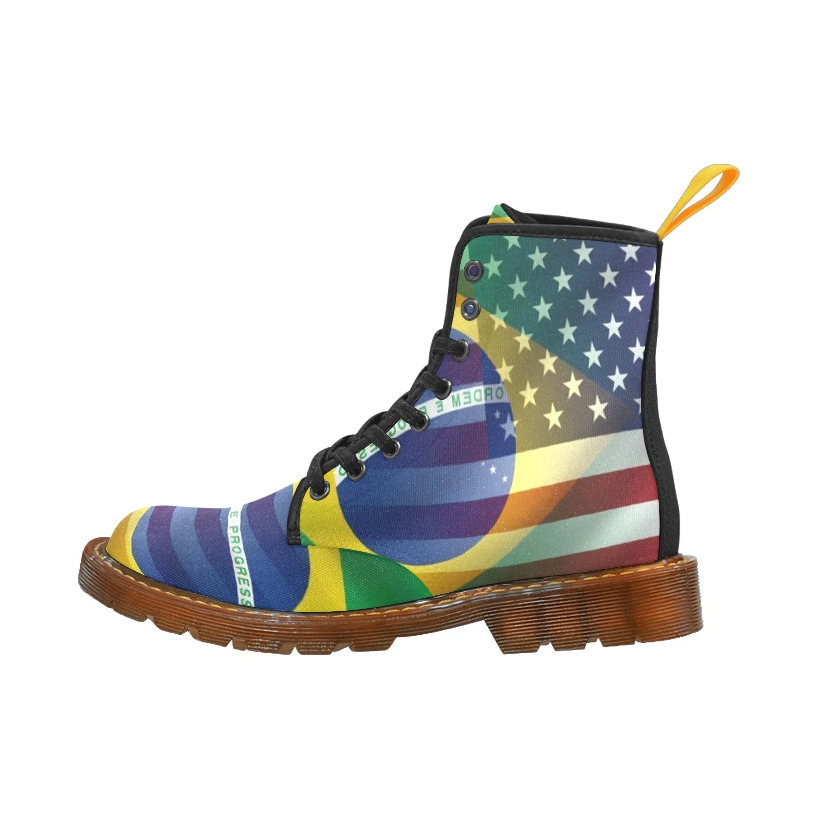 Women's Madison Ave American Brazilian Flag Canvas High Quality Boots