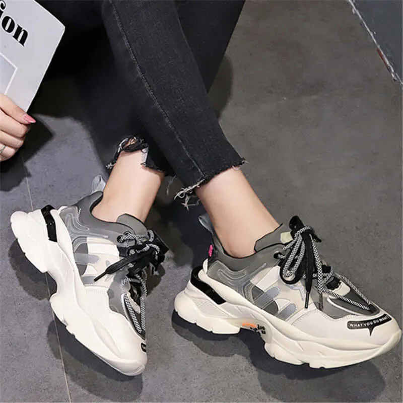 Women's Platform Sneakers 2020 Brand Fashion Breathable Men Chunky Trainers Casual Soft Ladies Footwear Plus Sizes Shoes