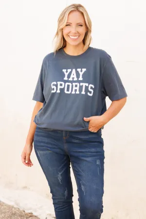 Yay Sports Tee, Vintage Navy