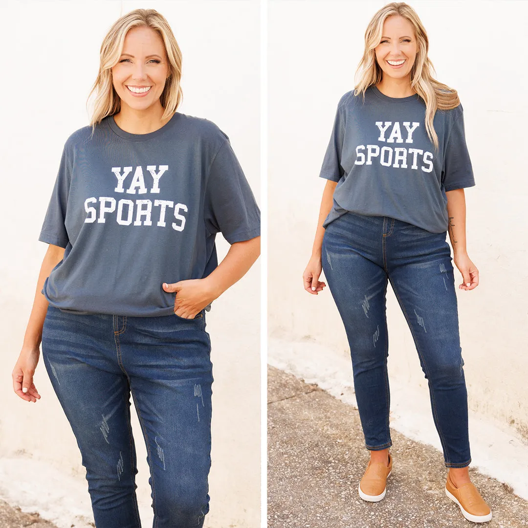 Yay Sports Tee, Vintage Navy