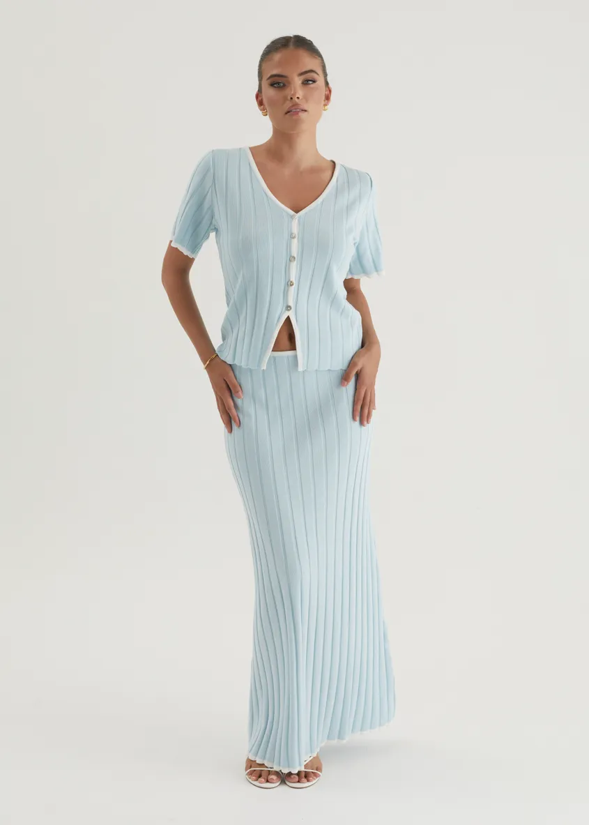 Yulia Knit Maxi Skirt - Sky Blue