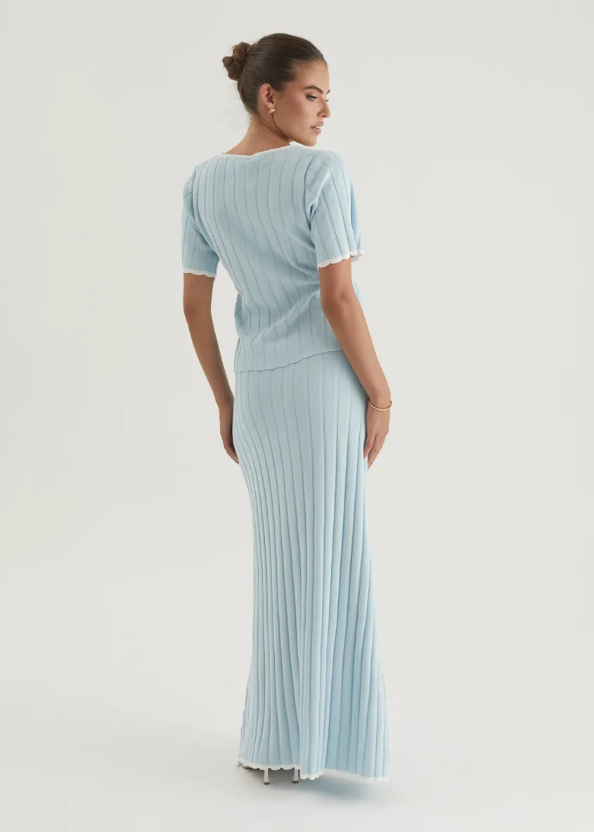 Yulia Knit Maxi Skirt - Sky Blue
