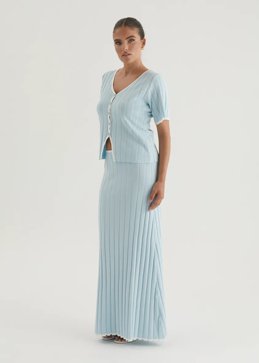 Yulia Knit Maxi Skirt - Sky Blue