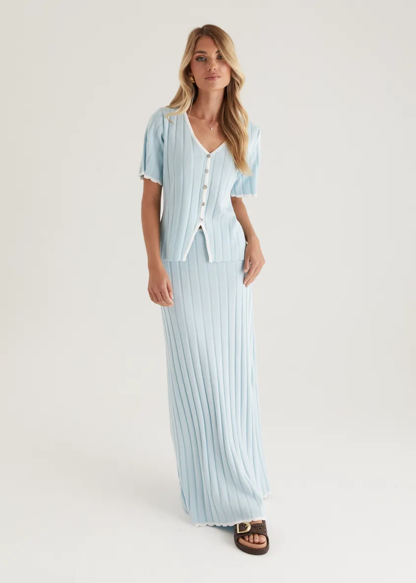 Yulia Knit Maxi Skirt - Sky Blue