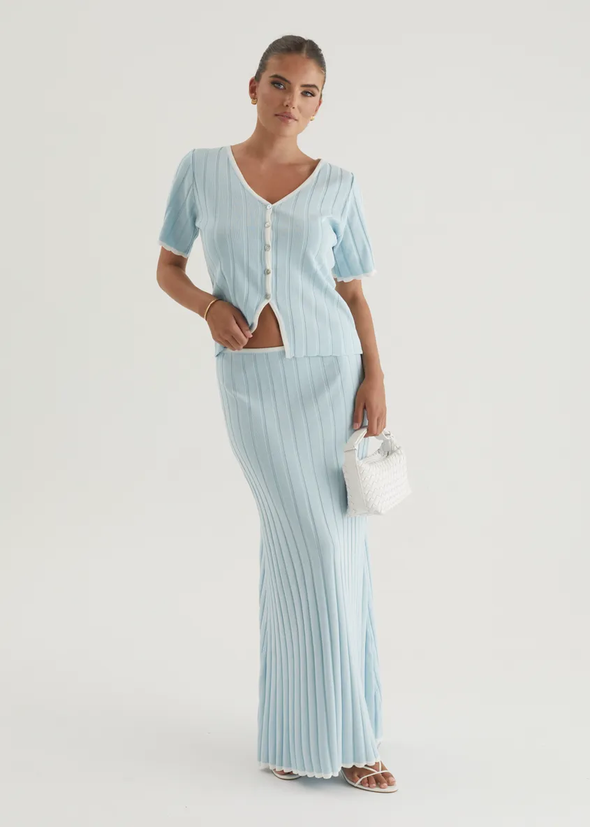 Yulia Knit Maxi Skirt - Sky Blue