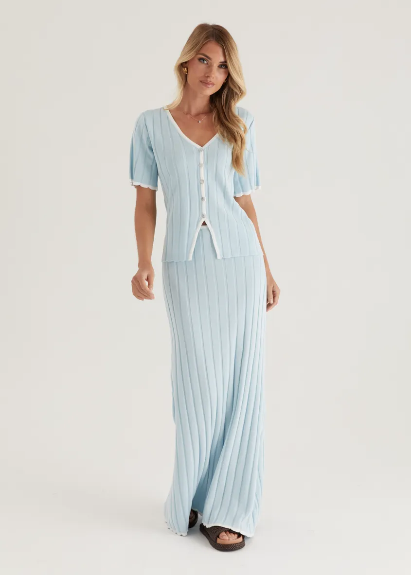 Yulia Knit Maxi Skirt - Sky Blue