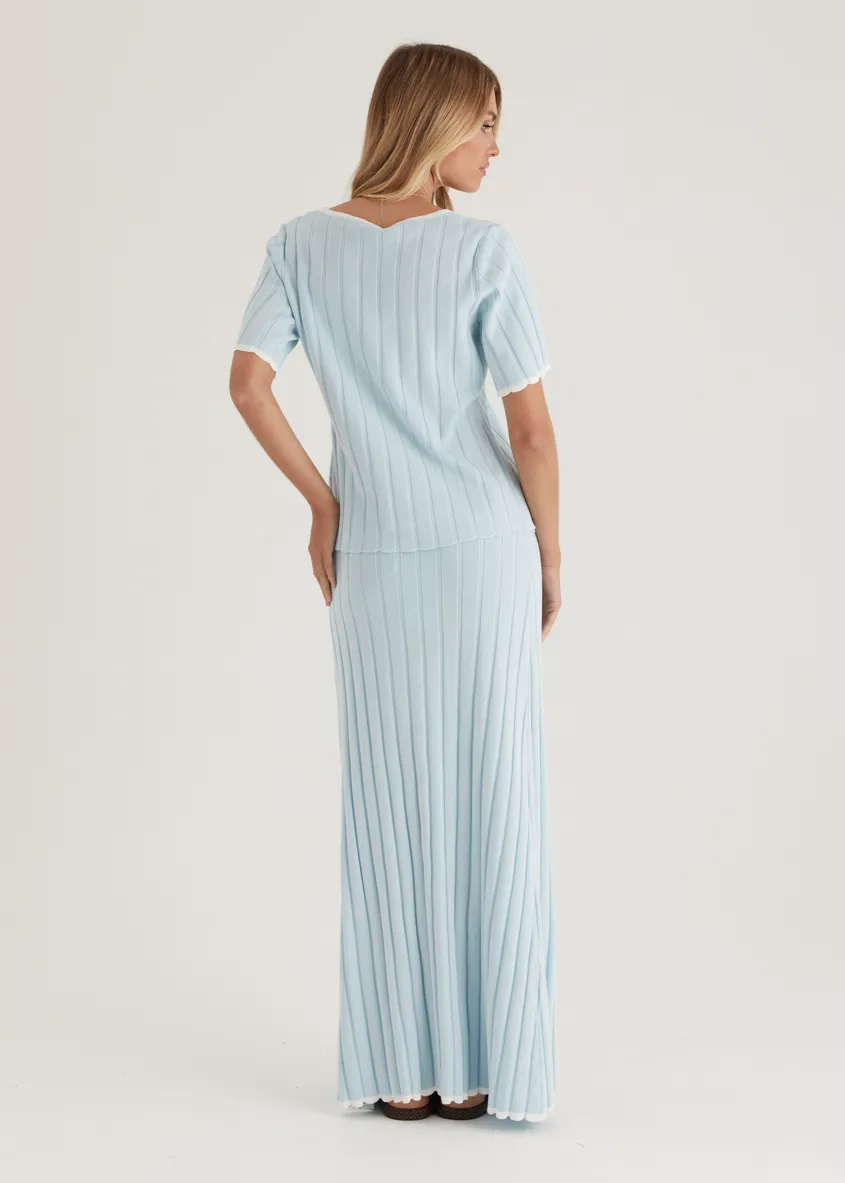 Yulia Knit Maxi Skirt - Sky Blue