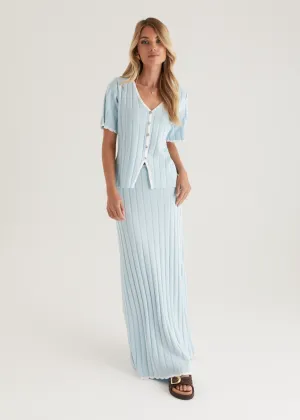 Yulia Knit Maxi Skirt - Sky Blue